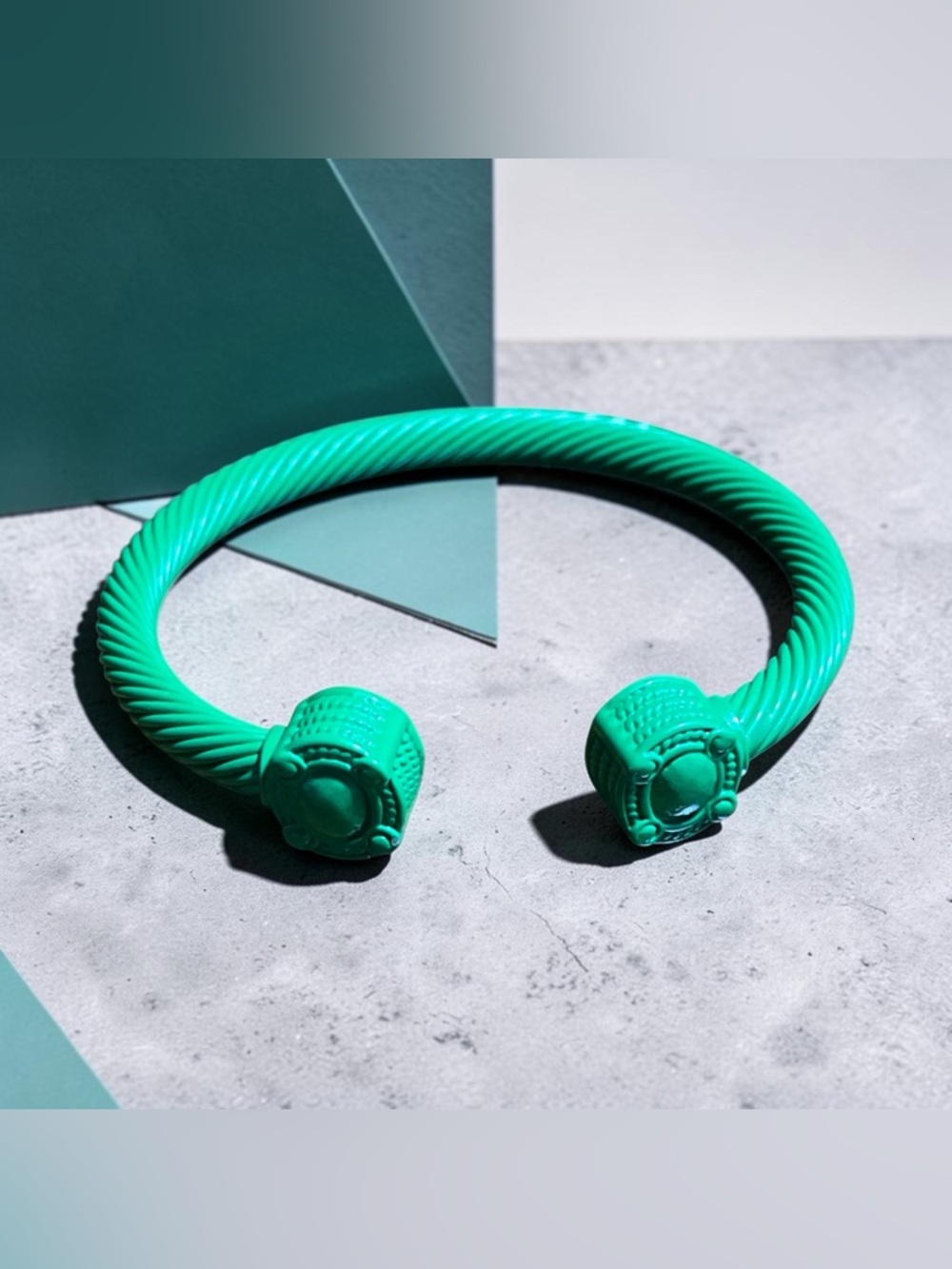 Green Twisted Cuff Bracelet - Contemporary Women's Jewelry
